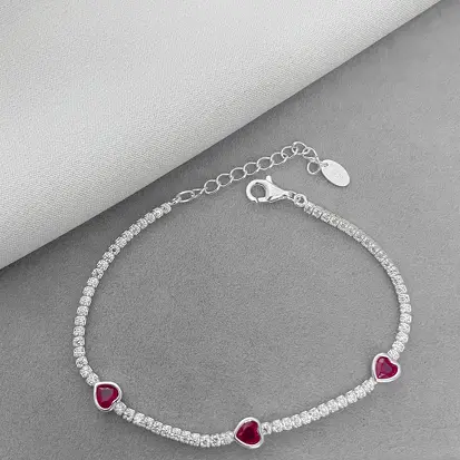 PULSEIRA RIVIERA 3 CORAÇÕES ROSA